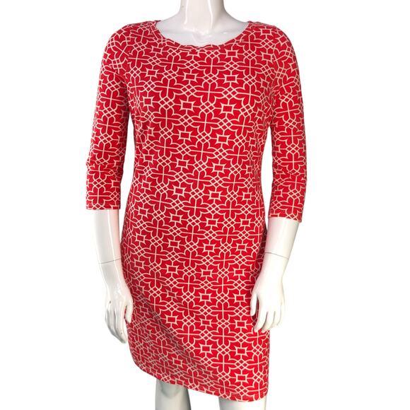 Gretchen Scott Womens Size L Dress Shift Jersey Geometric Print Round Neck Red - Picture 11 of 15